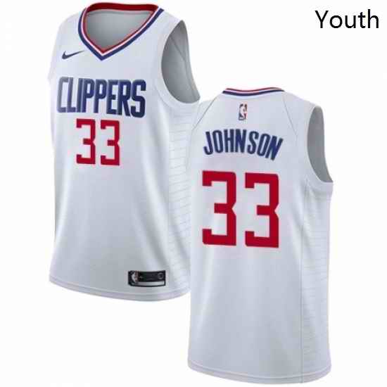Youth Nike Los Angeles Clippers 33 Wesley Johnson Swingman White NBA Jersey Association Edition